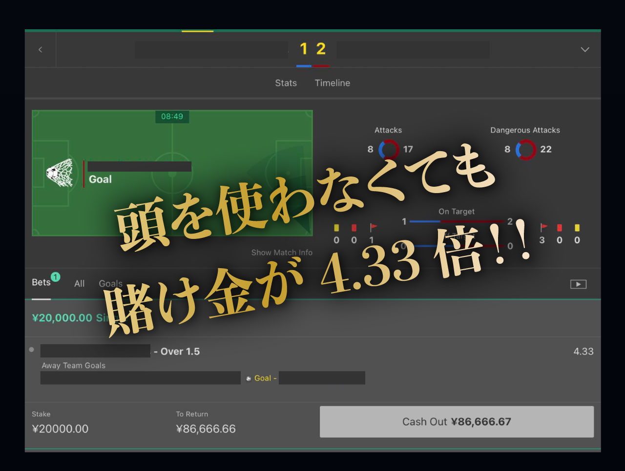 頭を使わなくても賭け金が4.33倍!!