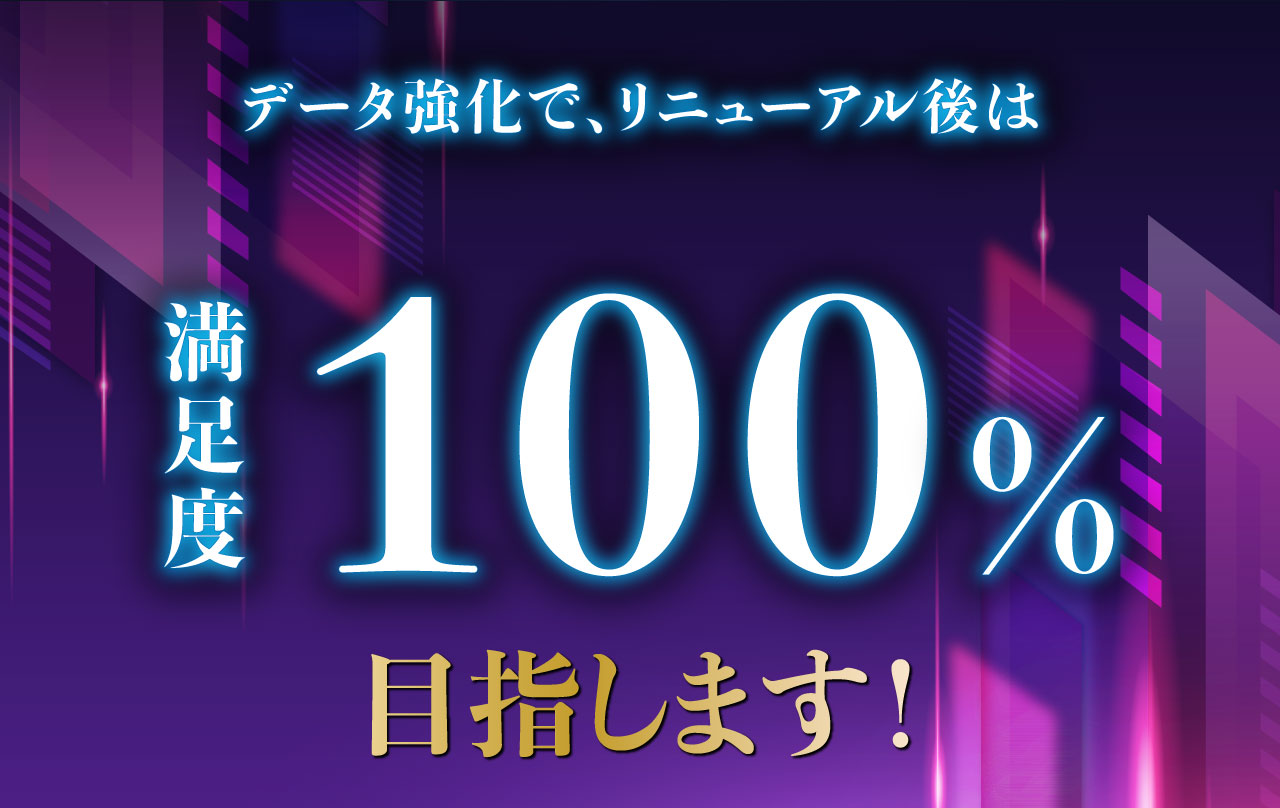 データ強化で、リニューアル後は満足度100%を目指します!